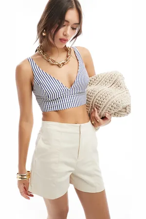 Stradivarius Seersucker cami top in stripe