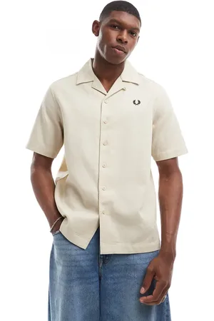 Fred Perry Pique revere collar shirt in ecru
