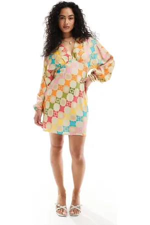 Never Fully Dressed Flared sleeve mini dress in bright print