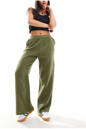 Stradivarius Textured trouser in khaki