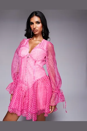 ASOS Cupped organza mini dress in gingham print