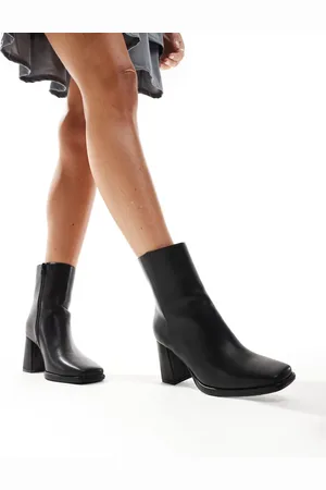 SEQWL Square toe block heel ankle boots in