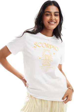 Pieces® Zodiac t-shirt with ""Scorpio"" print in