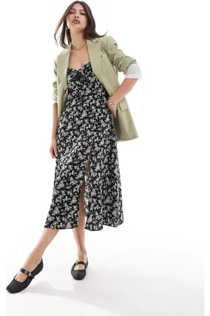 Brave Soul Floral print tie front dress in