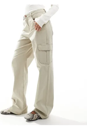 VERO MODA Wide leg cargo jeans in stone