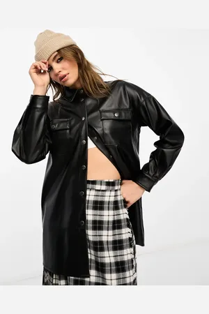 Noisy May Faux leather shirt in