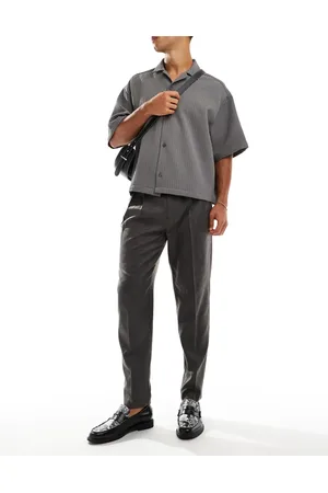 ASOS Smart tapered fit trousers in herringbone