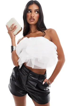 River Island Organza ruffle bandeau top in