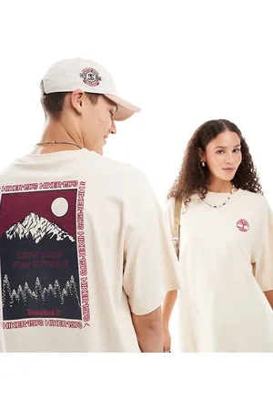 Timberland Oversized mountain graphic t-shirt in beige - Exclusive to Asos