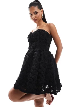 ASOS 3D floral bandeau skater mini dress in