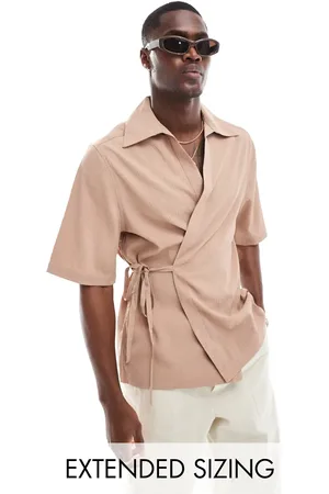 ASOS Relaxed wrap around textured shirt in dusty