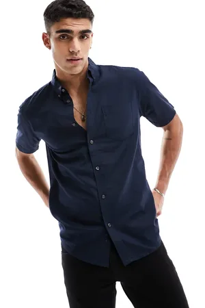French Connection Linen short sleeve navy shirt