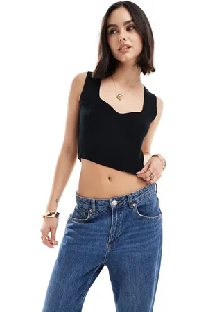 VERO MODA Ribbed knit top with sweetheart neckline in