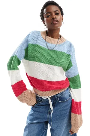 Glamorous Chunky boxy fit knitted jumper in stripe