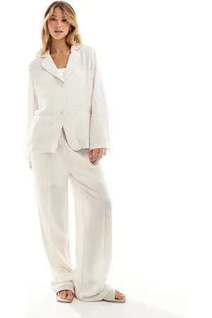 Object Relaxed textured blazer co-ord in off