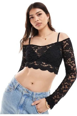 VERO MODA Longsleeved lace cropped top in