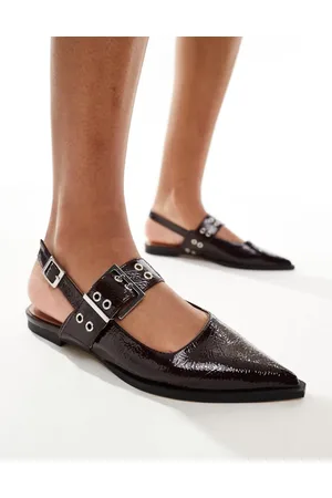 Schuh Lorellea slingback flat shoes with buckle in wine