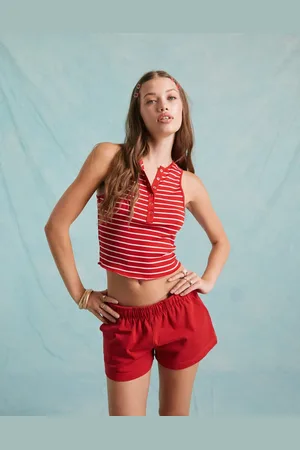 Miss Selfridge Sleeveless popper top in stripe