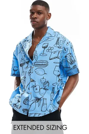 ASOS Oversized revere shirt with dining scene print in