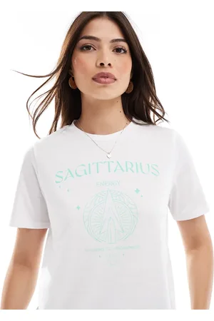 Pieces® Zodiac t-shirt with ""Sagittarius"" print in