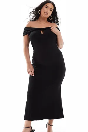 ASOS ASOS DESIGN Curve bow detail bardot midi dress in