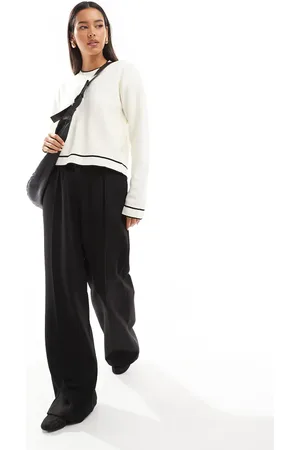 MANGO Contrast neck jumper in and black