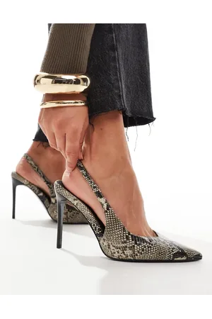 ASOS Panther pointed slingback high heeled court shoes in snake