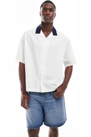 ASOS Boxy oversized revere shirt ribbed collar in