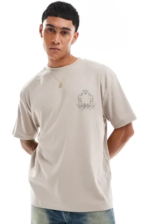 ASOS Oversized t-shirt in beige texture with chest print