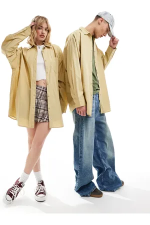COLLUSION Unisex oversized cotton shirt in sand