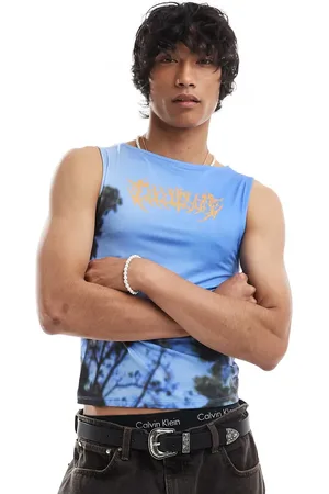 COLLUSION Slash neck vest with sky print