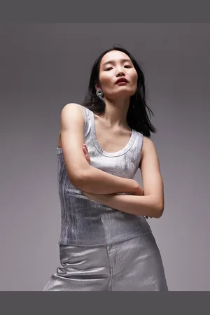 Topshop Foil print scoop neck vest in