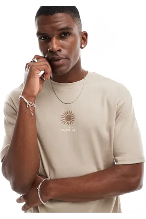 ASOS Relaxed t-shirt in heavyweight 220gsm beige with celestial front print