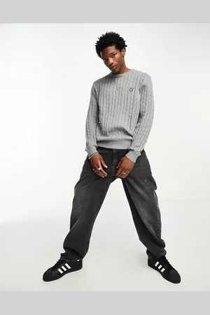 Lyle & Scott Icon logo cable knit jumper in marl