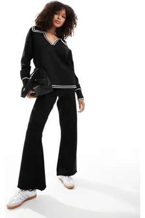 SNDYS Knit wide leg trouser with contrast seam co-ord in