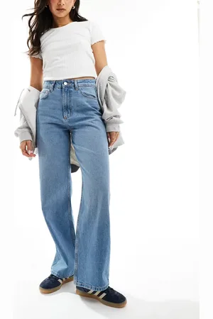 ASOS High waist wide leg dad jeans in light mid