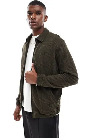 Ralph Lauren Bayport icon logo prince of wales check print jersey jacket in olive