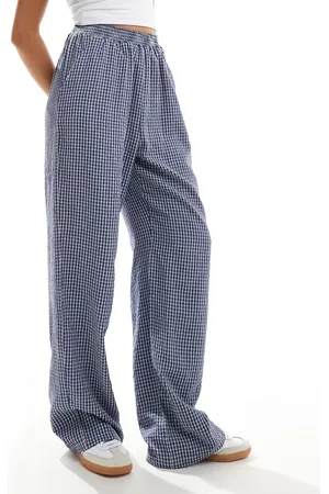 Reclaimed Pull on trouser in seersucker gingham