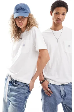 Lee Unisex workwear label pocket t-shirt relaxed fit in ecru