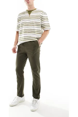 Threadbare Pull on slim chino trouser in khaki