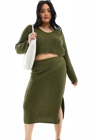 ASOS ASOS DESIGN Curve knitted midi skirt in open stitch co-ord