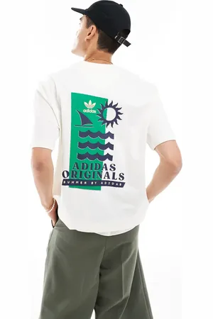 adidas Waves back print t-shirt in off