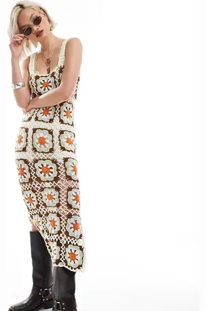 Reclaimed Limited Edition crochet festival midi dress