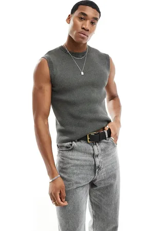 Bershka Ribbed vest in washed