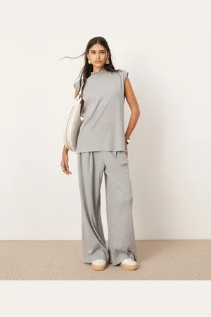 ASOS Premium rib jersey trouser co-ord in grey