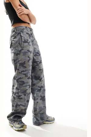 COLLUSION Pull on adjustable waist baggy skate pant in camo