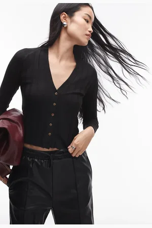 MANGO Ribbed button down cardigan in
