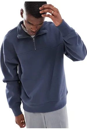 Pull&Bear 1/4 zip sweatshirt in dark