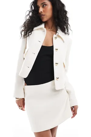 MANGO Button front tailored co-ord skirt in