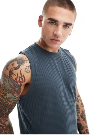 ASOS Rib tank in charcoal